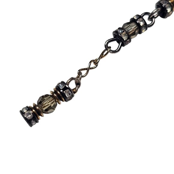 Layered Gold-Tone Necklace Ornate Cross Pendant‎ Beaded Accents 18" - Picture 4 of 11